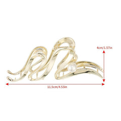 Wavy Faux Pearl Hair Claw Clip Non Slip Strong Hold Grip Hair Jaw Clip