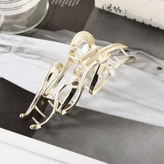 Wavy Faux Pearl Hair Claw Clip Non Slip Strong Hold Grip Hair Jaw Clip