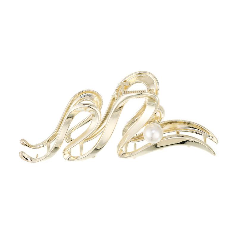 Wavy Faux Pearl Hair Claw Clip Non Slip Strong Hold Grip Hair Jaw Clip