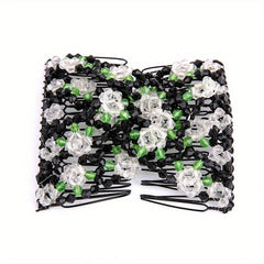 Crystal Beaded Hair Comb For Side Hair Rose Hair Pin Women Hair Comb Pin