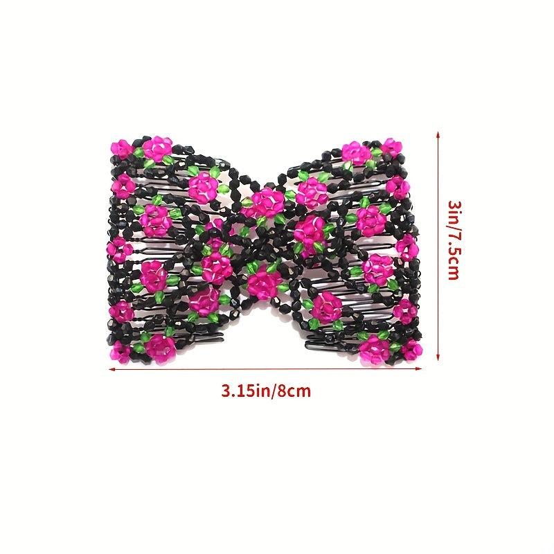 Crystal Beaded Hair Comb For Side Hair Rose Hair Pin Women Hair Comb Pin