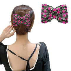 Crystal Beaded Hair Comb For Side Hair Rose Hair Pin Women Hair Comb Pin