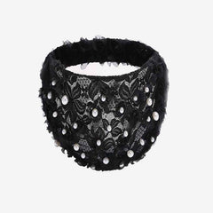Faux Pearl Headband Lace Hair Band Elastic Turban