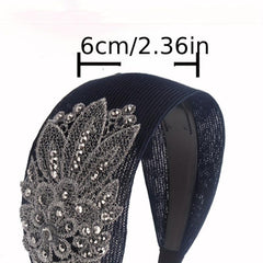 Flower Decor Lace Hair Band Wide Brim Headband Non Slip Headwear