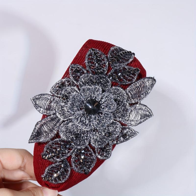 Flower Decor Lace Hair Band Wide Brim Headband Non Slip Headwear