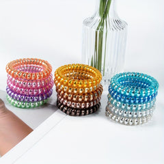 15pcs Glitter Spiral Hair Tie Glossy Elastic Ponytail Hair Rope