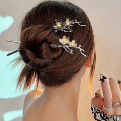 Plum Flower Hair Pin Hair Bun Holder Vintage Alloy Hair Styling Accessory