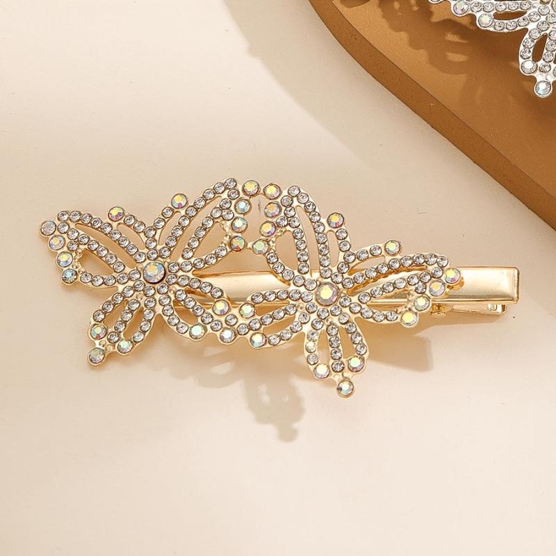 Butterfly Rhinestone Metal Hair Clip Hair Accessories For Women 2pcs
