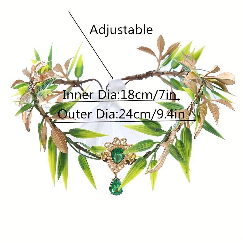 Chinese Style Crystal Hair Band Green Wreath Headband
