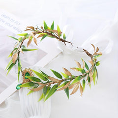 Chinese Style Crystal Hair Band Green Wreath Headband