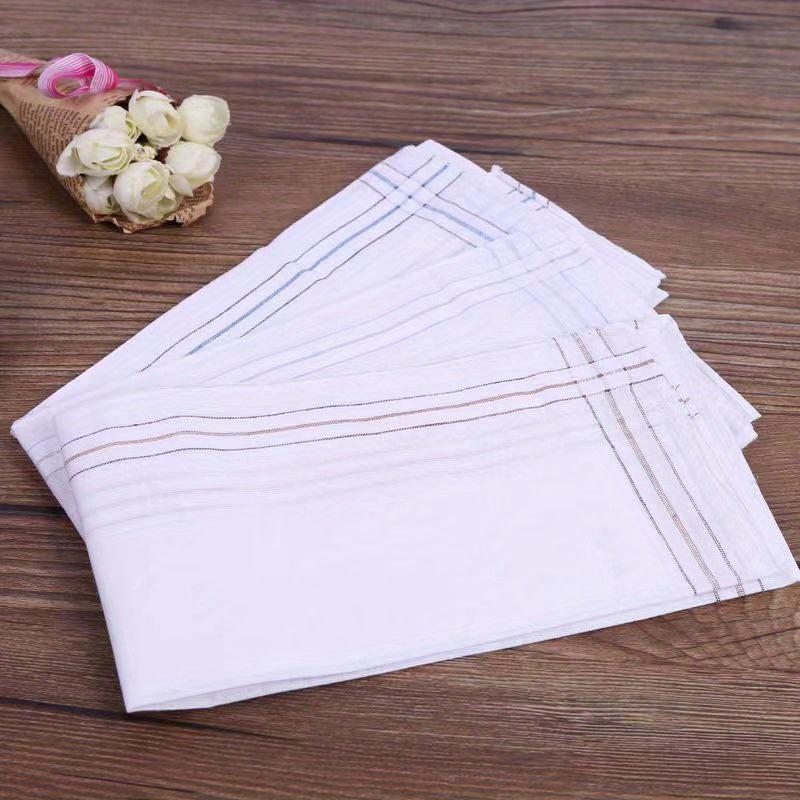 12pcs Striped Handkerchief Plain Casual Hankies Small Square Scarf
