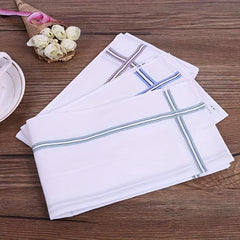 12pcs Striped Handkerchief Plain Casual Hankies Small Square Scarf