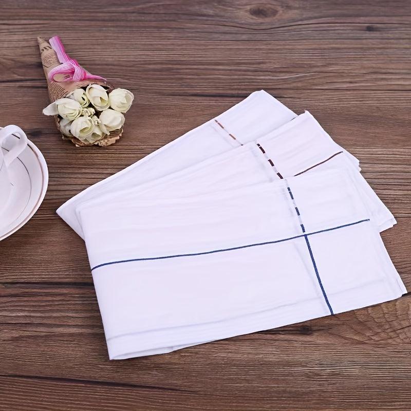 12pcs Striped Handkerchief Plain Casual Hankies Small Square Scarf
