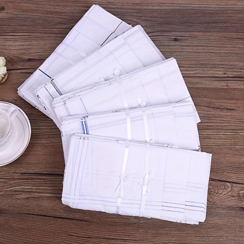 12pcs Striped Handkerchief Plain Casual Hankies Small Square Scarf