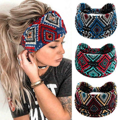Boho Stretchy Wide Headbands Knot Turban Yoga Sweatband