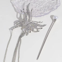 Vintage Tassel Faux Pearl Hairpin Chinese Style Hair Claw Clip