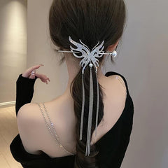 Vintage Tassel Faux Pearl Hairpin Chinese Style Hair Claw Clip
