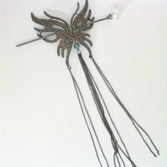 Vintage Tassel Faux Pearl Hairpin Chinese Style Hair Claw Clip