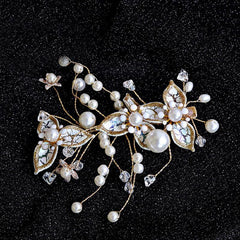 Faux Pearl Bridal Headband Wedding Headpieces Crystal Flower Hair Accessories