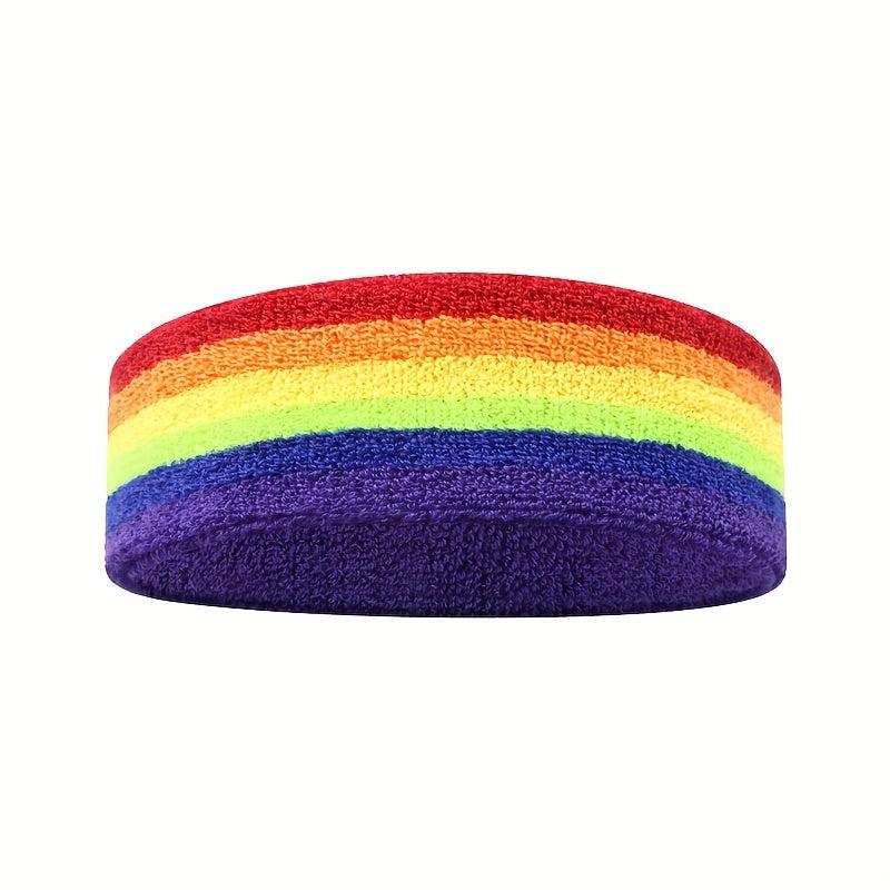 Rainbow Sweat Absorption Headband Stretchy Yoga Fitness Exercise Sweatband
