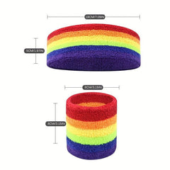 Rainbow Sweat Absorption Headband Stretchy Yoga Fitness Exercise Sweatband