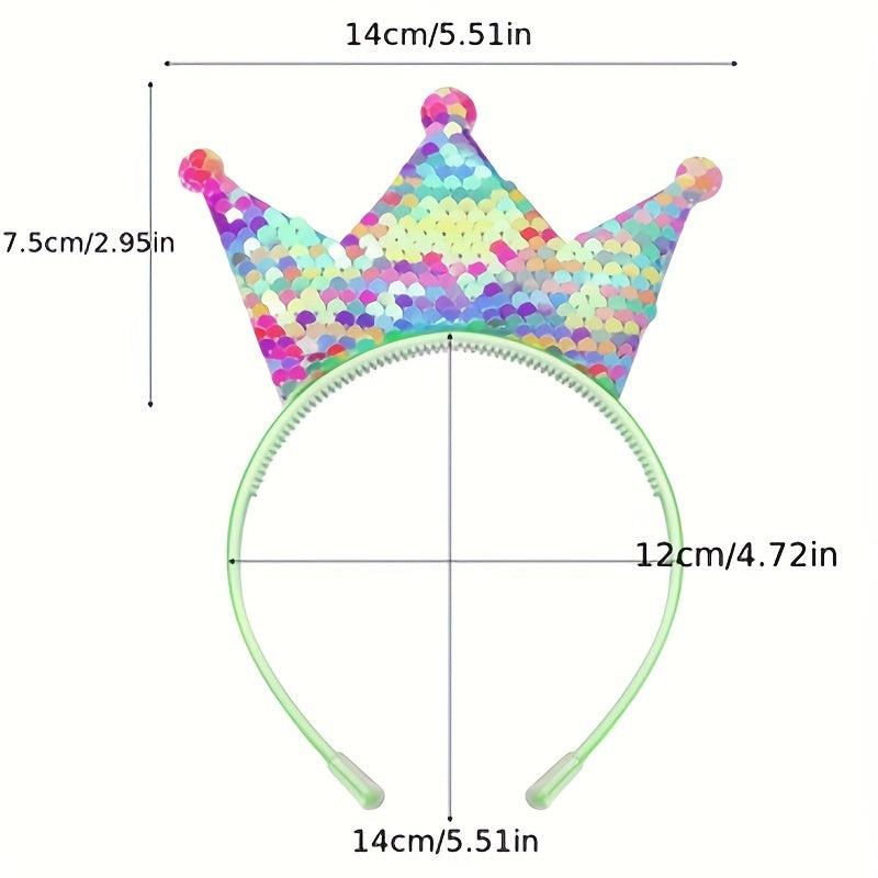 Sequin Crown Headband Holographic Hair Hoop Y2K Accessories
