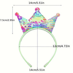 Sequin Crown Headband Holographic Hair Hoop Y2K Accessories