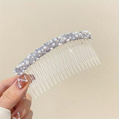 Alloy Rhinestone Hair Comb Faux Pearl Crystal Wedding Bridal Jewelry Accessories