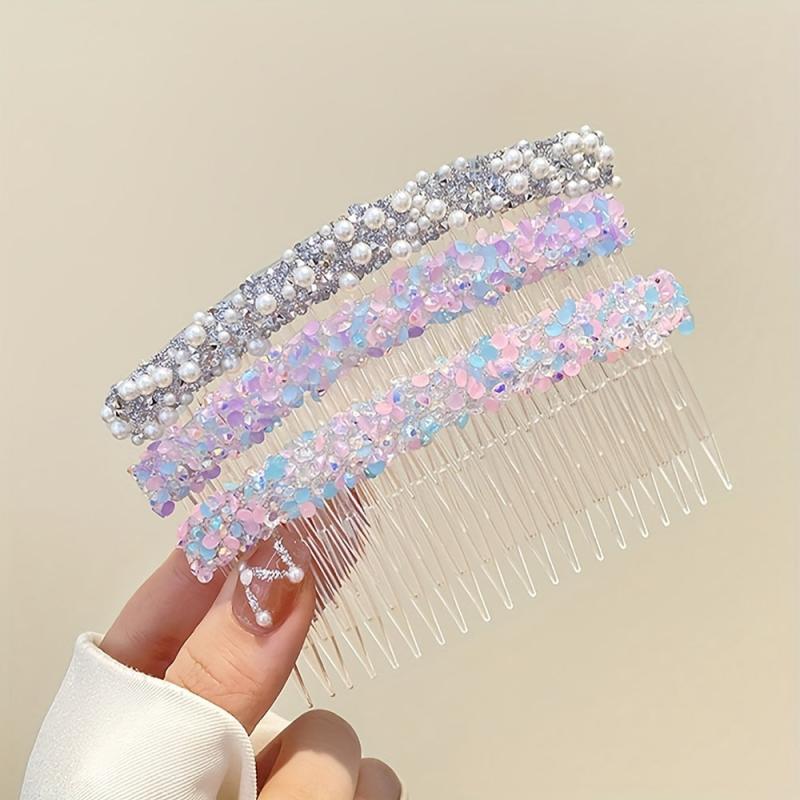 Alloy Rhinestone Hair Comb Faux Pearl Crystal Wedding Bridal Jewelry Accessories