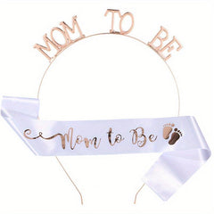 MOM TO BE Headband Sash Set Mother Style Headdress Ribbon Suit