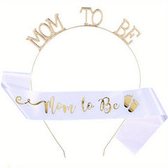MOM TO BE Headband Sash Set Mother Style Headdress Ribbon Suit