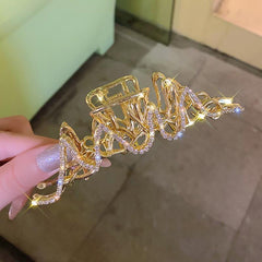 Metal Rhinestone Hair Claw Clip Strong Hold Grip Hair Jaw Clip
