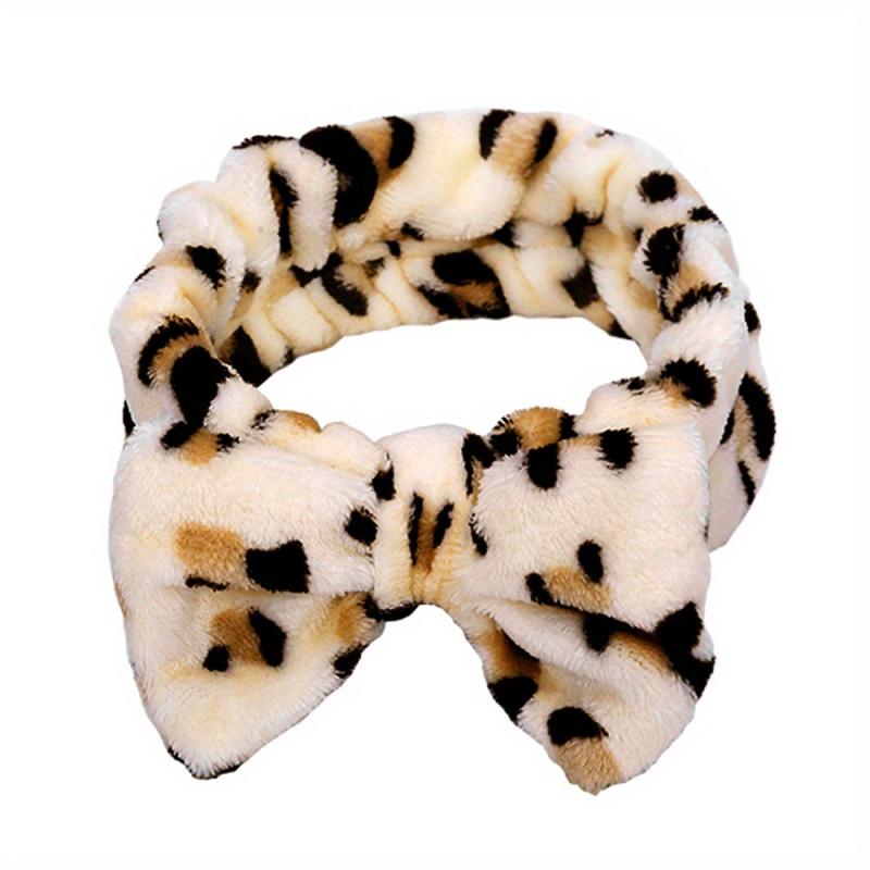 Coral Velvet Bow Knot Hair Wrap Shower Headband for Women