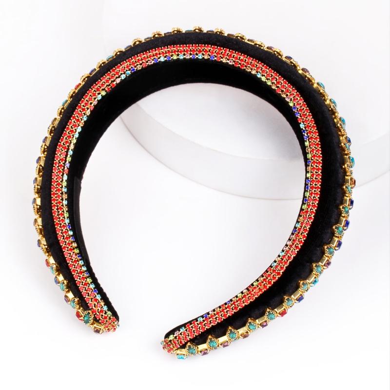 Vintage Rhinestone Headband for Women Wide Hairband