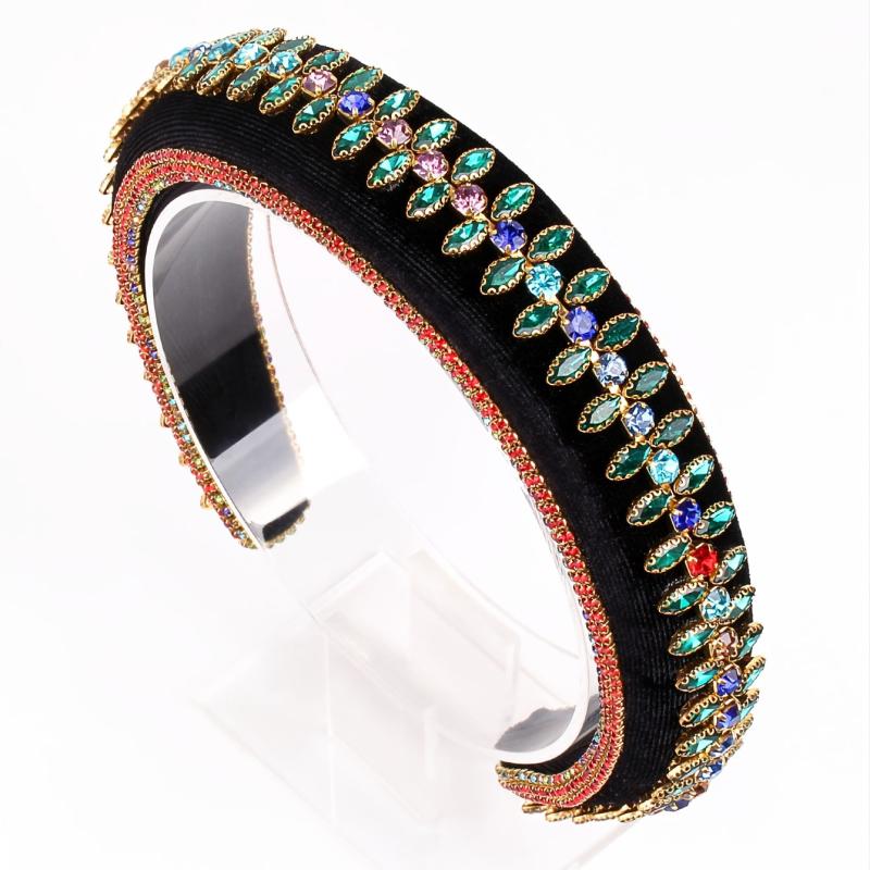 Vintage Rhinestone Headband for Women Wide Hairband