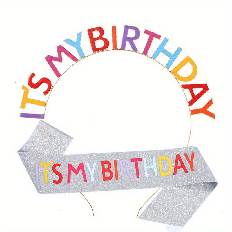 Rainbow Birthday Headband & Sash Set for Women