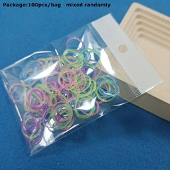 100pcs Luminous Hair Ring Colorful Hair Tie for Kids Girls