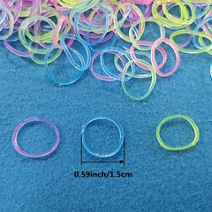 100pcs Luminous Hair Ring Colorful Hair Tie for Kids Girls