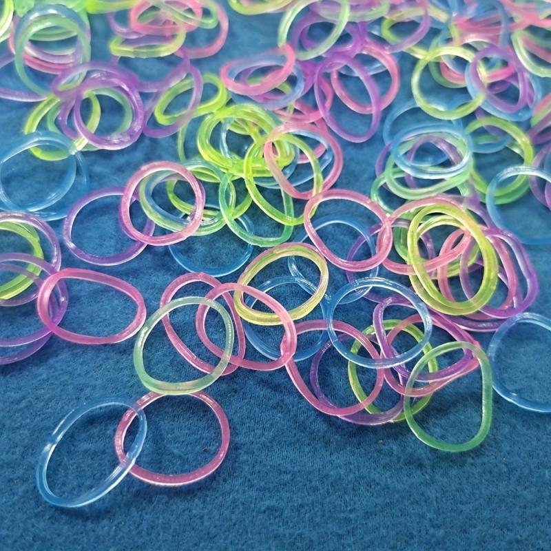 100pcs Luminous Hair Ring Colorful Hair Tie for Kids Girls