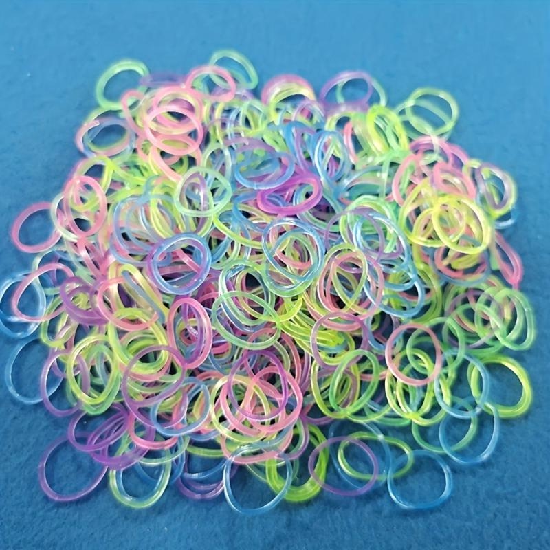 100pcs Luminous Hair Ring Colorful Hair Tie for Kids Girls