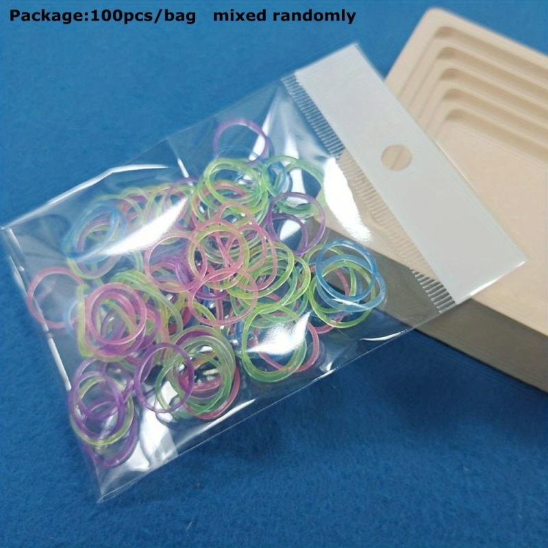 100pcs Luminous Hair Ring Colorful Hair Tie for Kids Girls