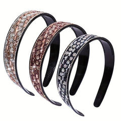 Vintage Square Rhinestone Headband Wide Hair Hoop