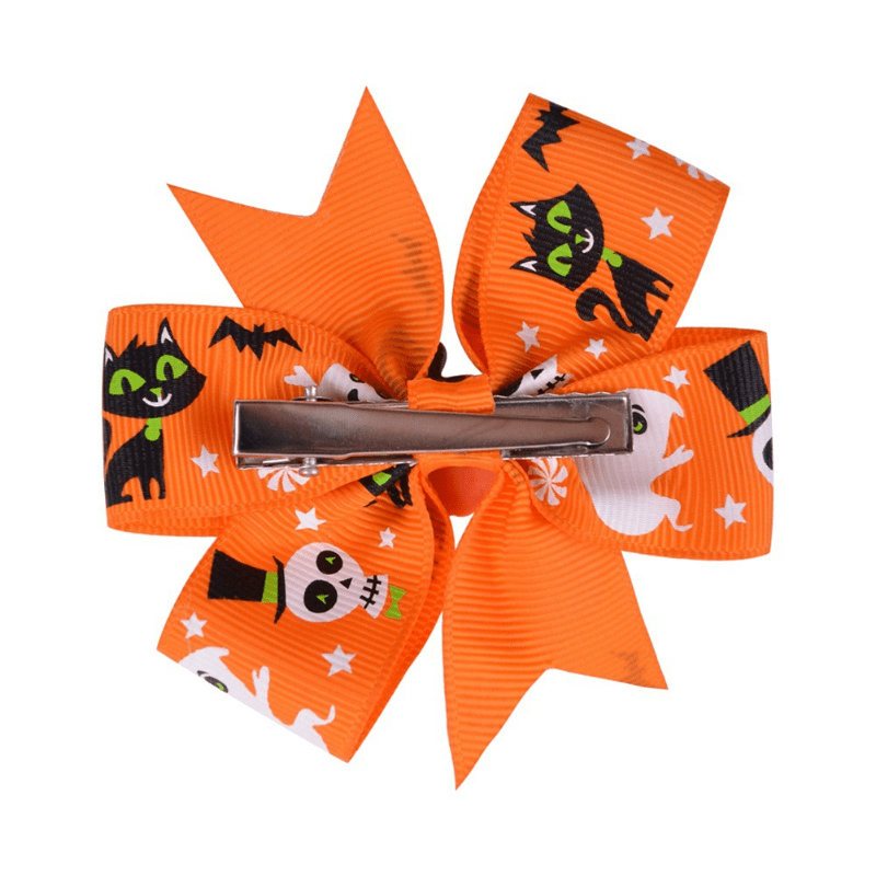 Pumpkin Skull Ribbon Bow Hair Clip Halloween Girls Hair Clip