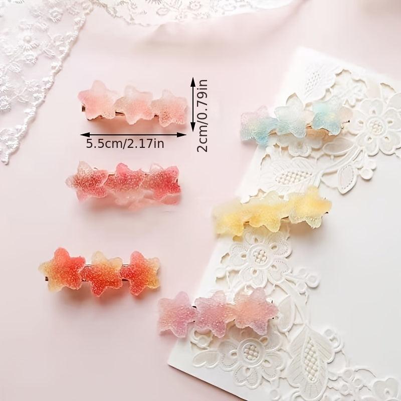 Colorful Jelly Hair Clip Gradient Heart Star Hair Pin Barrette Girls Hair Access