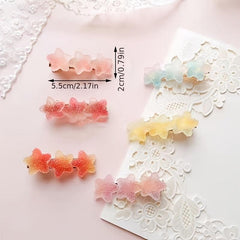 Colorful Jelly Hair Clip Gradient Heart Star Hair Pin Barrette Girls Hair Access
