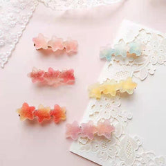 Colorful Jelly Hair Clip Gradient Heart Star Hair Pin Barrette Girls Hair Access