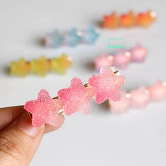 Colorful Jelly Hair Clip Gradient Heart Star Hair Pin Barrette Girls Hair Access