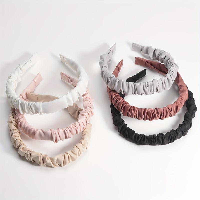 6PCS Solid Satin Hair Band Headdress Head Hoop For Women Girls