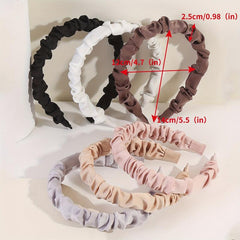 6PCS Solid Satin Hair Band Headdress Head Hoop For Women Girls