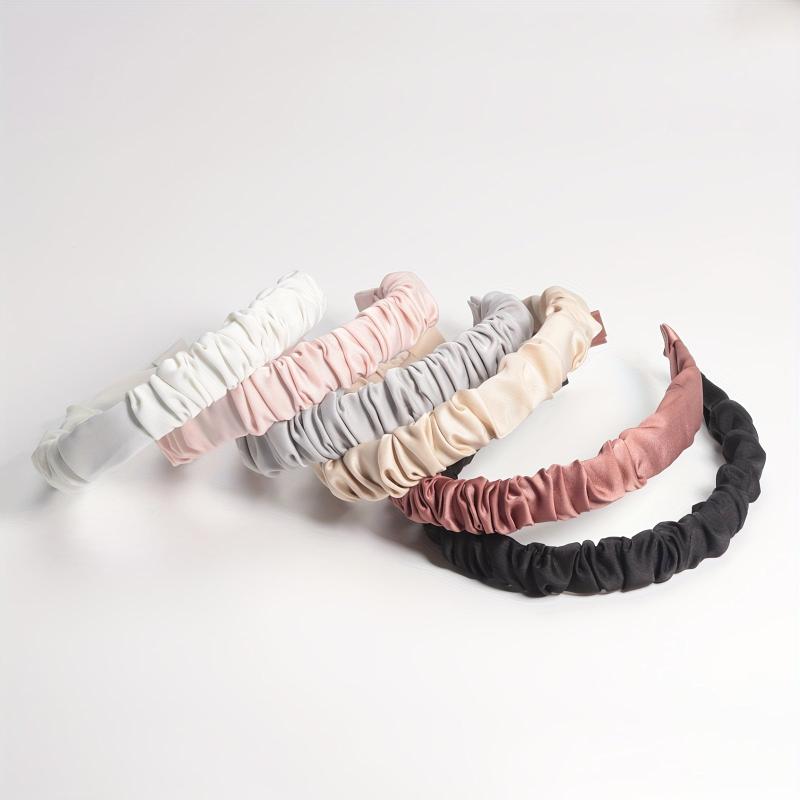 6PCS Solid Satin Hair Band Headdress Head Hoop For Women Girls